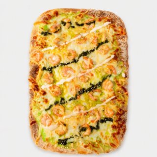 Пицца Римская с креветкой, сыром, васаби и сгущеным молоком