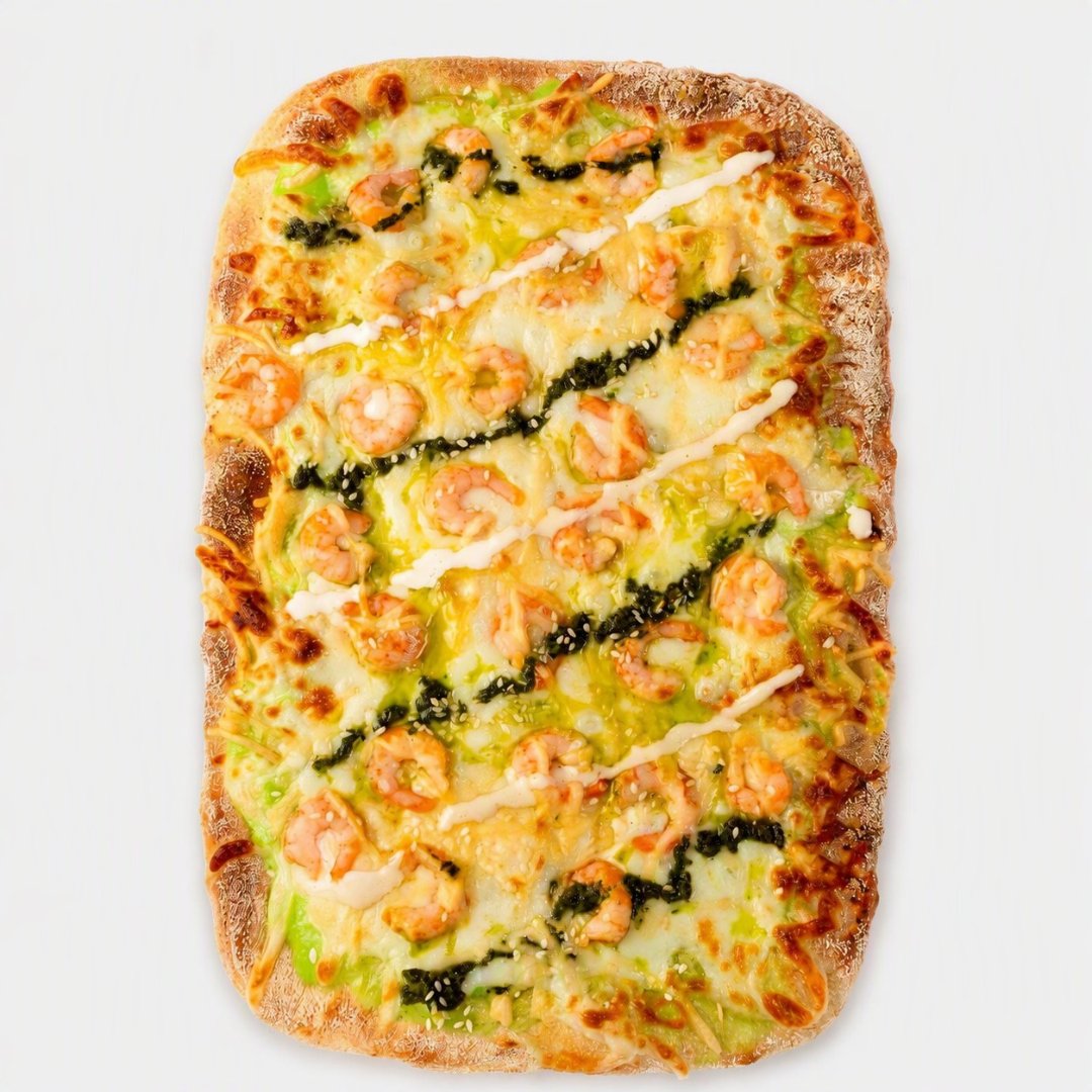 Пицца Римская с креветкой, сыром, васаби и сгущеным молоком