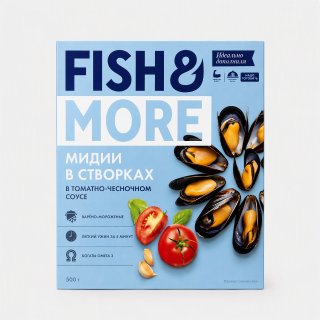 Мидии в створках в томатно-чесночном соусе 500 гр