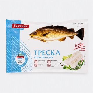 Треска, спинки (лойн), сыромороженый, без кожи, 150+